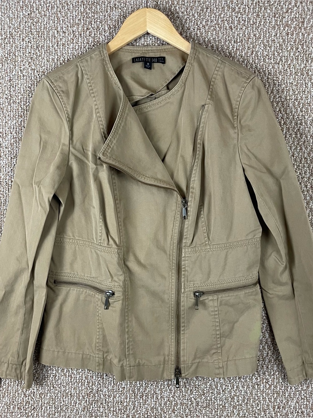 Lafayette 148 New York Moto Jacket Women's  10 Asymmetrical Zip Stretch R2